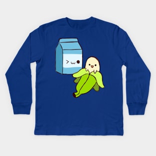 Blue milk 🥛 and green banana 🍌 Kids Long Sleeve T-Shirt